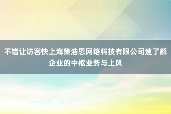 不错让访客快上海策浩恩网络科技有限公司速了解企业的中枢业务与上风